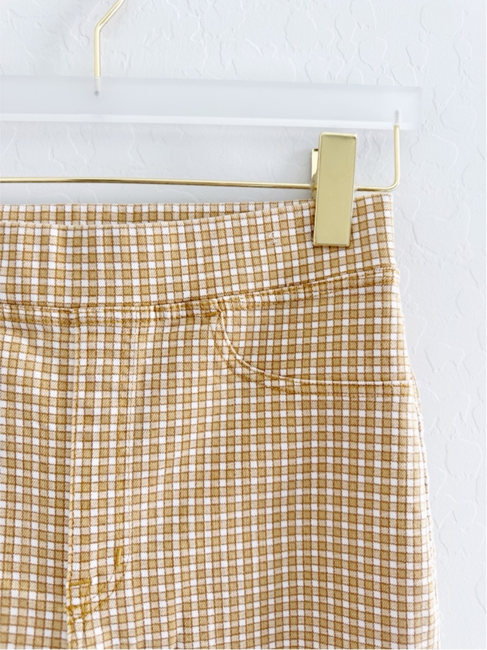NEW Madewell Pull-On Skinny Flare Jeans in Mini Check Plaid Autumn Gold Yellow - Picture 6 of 14